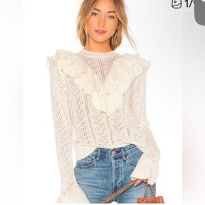 Tularosa Cream Ruffle Sweater